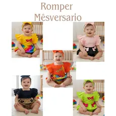 Roupa Bebê Menina Mesversário | Romper Infantil para Ensaio Fotográfico | Look Bebê Luxo
