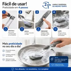 Escova Porta Detergente Multiuso 2 em 1 Clink - Prática e Versátil para Limpeza Diária