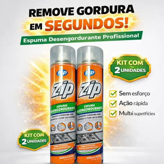 Kit 2 Unidades Desengordurante Spray Espuma Remove Gordura Pesada Limpeza Rápida Fogão Cozinha.