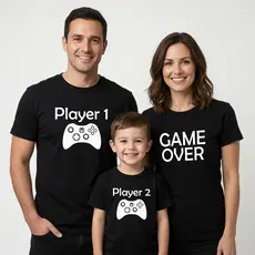 Kit Camisetas Tal Pai Tal Filho Mãe Desenho dos Controles X Box Camisa Kit Com 3 Peças