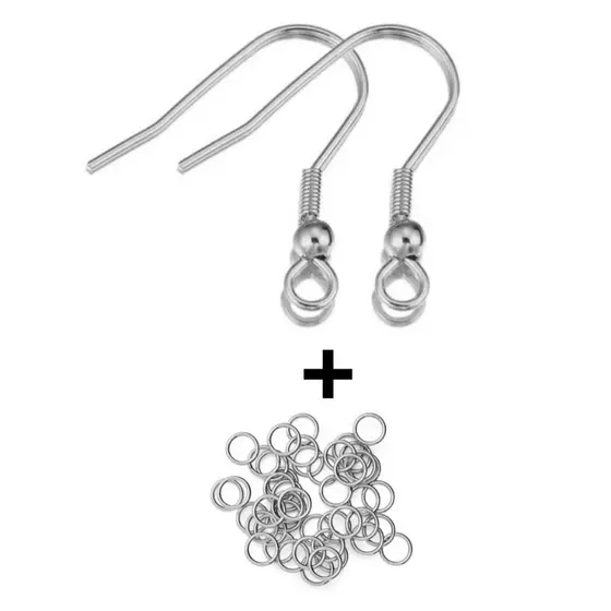 kit Brinco Anzol + Elo 4mm 100un | Gancho Para Biju Artesanato 18mm