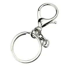 Argola para chaveiro Italiana 30mm com fecho Lagosta e Corrente - Kit com 05 ou 10 unidades | Mosquetão