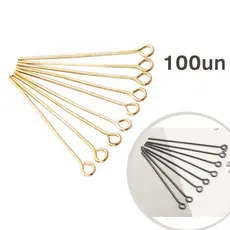 100 unid. Alfinete Contra Pino Metal Prateado 30mm - 100 unidades