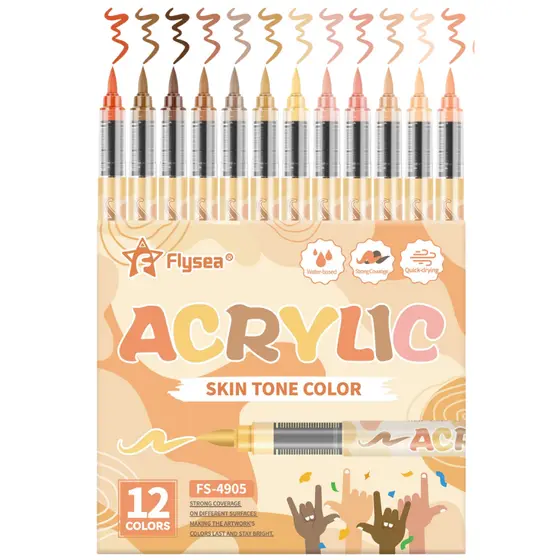 Kit 12 Canetas Acrílicas Tons de Pele Acrylic