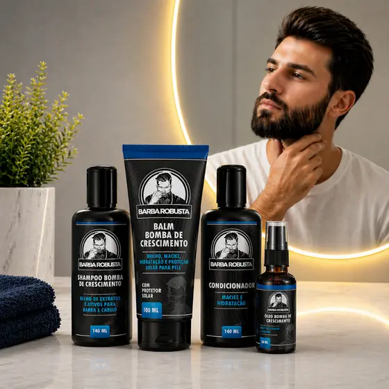 Kit Barba Óleo Shampoo Condicionador Balm Barba Robusta