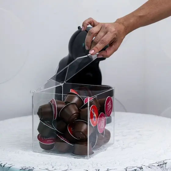 Caixa Porta Cápsulas Cubo Acrílico Dolce Gusto Nespresso Nescafé