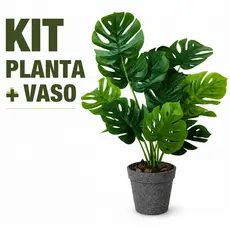 Costela De Adão Planta Artificial Real Com Vaso Decorativa
