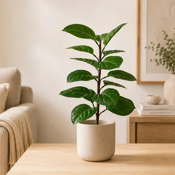 Ficus Elástica Artificial 45cm com 15 Folhas Planta Artificial para Decoração de Sala Escritório