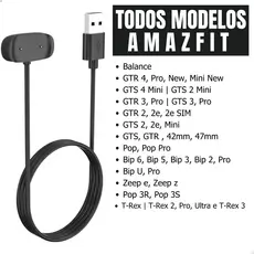 Carregador USB P/ Relógio Amazfit GTR GTS 2 3 4 Mini Bip 6 5 U Pop 3R 3S Pace T-Rex 3 2 Pro Ultra