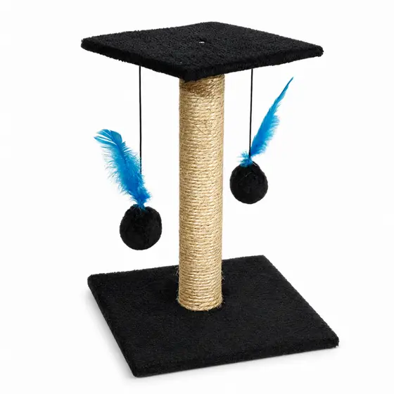 Arranhador Para Gatos Com Poste De Sisal Base Dupla Brinquedo Bolinha E Pena