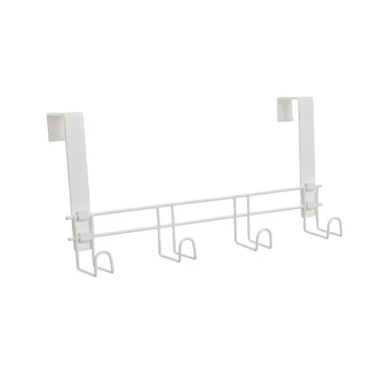 CabideIro Branco Plus C/ 4 Ganchos Metaltru Toalha Roupa Cinto