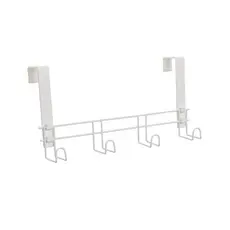 CabideIro Branco Plus C/ 4 Ganchos Metaltru Toalha Roupa Cinto