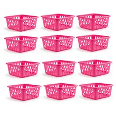 Kit 12 Cestos Organizador Multiuso Pequeno Armário Gaveta Lavanderia pink