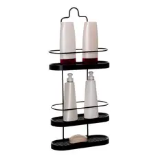 Suporte Para Shampoo Pendurar Registro Banheiro Triplo Preto
