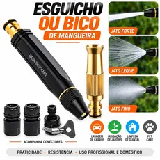 Esguicho Bico Conector de Mangueira Alta Pressão Irrigação de Jardim Pulverização Spray Carro 3 em 1