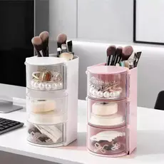 Organizador Multifuncional Para Maquiagem Pinceis Porta Joias 3 Andares Gavetas Giratório Multiuso