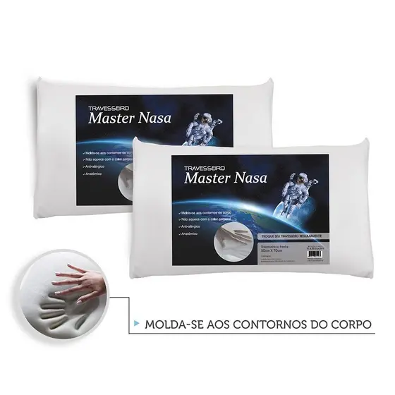Travesseiro Nasa Master Comfort - KIT com 2 Peças - Toque Macio MASTER COMFORT