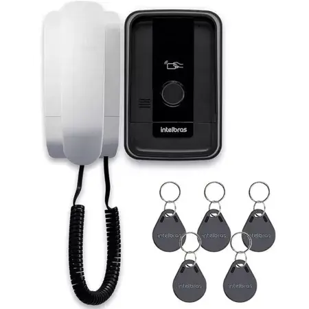 Interfone Porteiro Campainha Eletrônico Com Fio Intelbras Ipr 1010 Id Com 5 Tags Para Abertura