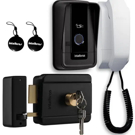 Kit 1 Porteiro Interfone Tag RFID IPR1010 ID e 1 Fechadura FX500 Intelbras