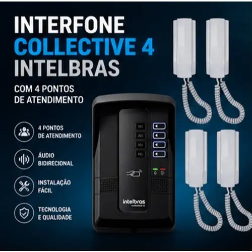 Porteiro Eletrônico Coletivo Intelbras Collective 4i + 4 Pontos | TDMI e Interfonia Integrada para Condomínios