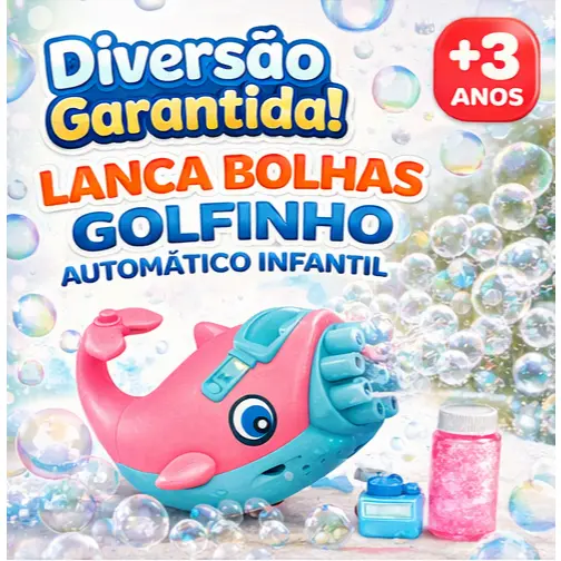 Lança Bolhas Golfinho Automático Infantil +3 Anos Diversão Garantida