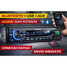 Auto Rádio Aiwa Bluetooth USB AUX 4x25W Som Potente Entrada SD Controle App
