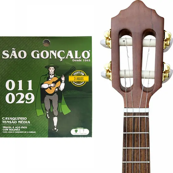 Kit 3 Encordoamento São Gonçalo Cordas p/ Cavaco com Bolinha