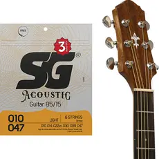 Kit 3 Encordoamento SG Violão Aço Triple Pack 010 Bronze 85/15 - Light