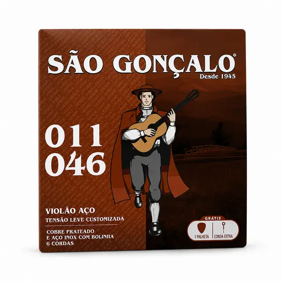 Encordoamento São Gonçalo 011 Média c/ Bolinha p/ Violão Aço
