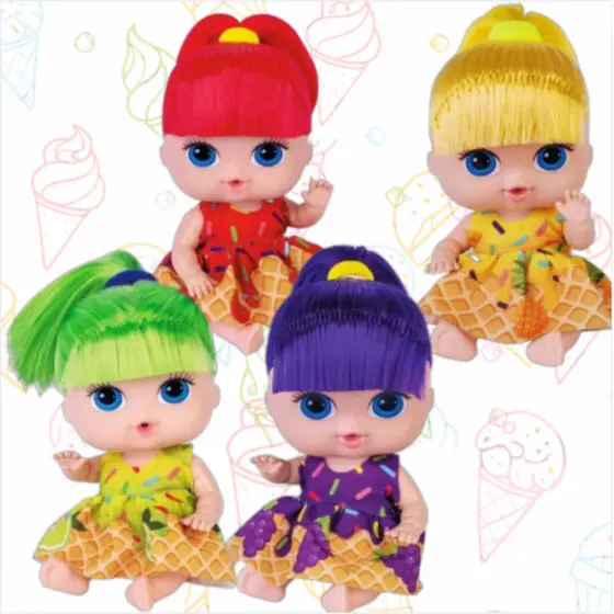 Boneca Bebe Coleção Sorvetinho Frutinhas com Cheirinho de Frutas e Cabelo Colorido
