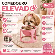 Comedouro Elevado Pet Premium Inox Para Cachorro Gato Bebedouro Tigela