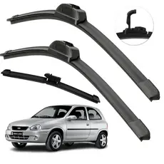 Kit Limpador De Parabrisa Dianteiro + Traseiro Corsa 1994 2001 +BRINDE
