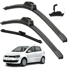 Kit Limpador De Parabrisa Dianteiro + Traseiro Fox 2003 2012 Encaixe Gancho