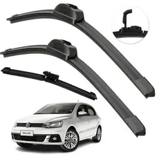 Kit Limpador De Parabrisa Dianteiro + Traseiro Gol G7 2017 Encaixe Gancho