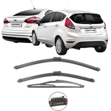KIT 3 Palhetas Limpador Parabrisa Dianteiro + Traseiro New Fiesta Hatch/Sedan/Mexicano 2010 - 2019