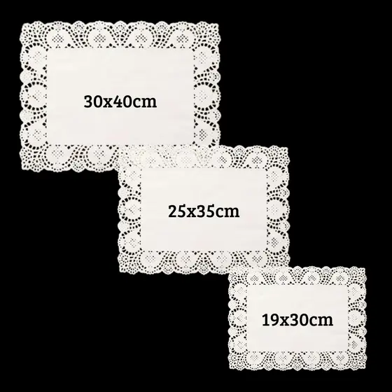 Toalha Rendada de Papel Retangular Jogo Americano Doilies Descartável Casamento Decoração - Kit 45/96/100