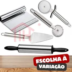 Confeitaria Rolo de Massa Espátula Cortador Raspadora Cortador de Pizza e Pastel Inox Escolha o Kit