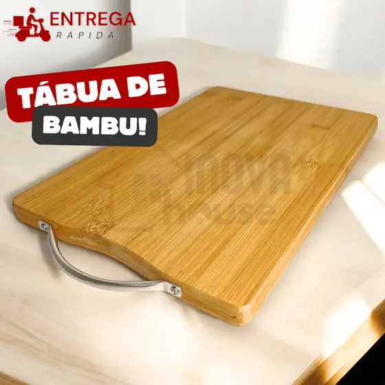 Tabua de Carne de Bambu Tábua de Corte de Churrasco Multiuso 32x22cm Opção com Sulco ou Lisa Retangular