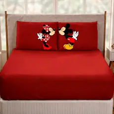 Jogo De Lençol Casal/Queen/King 3 Peças Tematico Diversos Ideal Para Cama Box Mickey e Minnie Beijo
