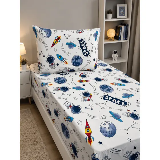 Jogo de Lençol Solteiro 2 Peças 400 Fios Infantil Cama Box Estampado Elástico Toque Macio