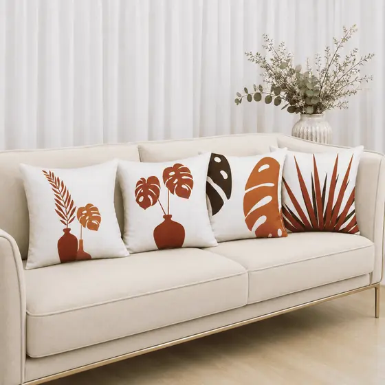 Kit 4 capas de Almofada Modernas Decorativas 45X45 Diversos Modelos