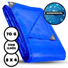 Lona Plástica 8x4 Metros De Proteção com Ilhós Impermeável Cobertura Barraca Piscina Camping Pesca Multiuso