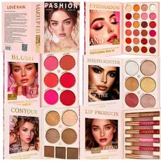 Lové Rain Paleta Fashion 43 Cores Gloss Batom Matte  Luxo Sombras Blush Iluminador Pó Facial