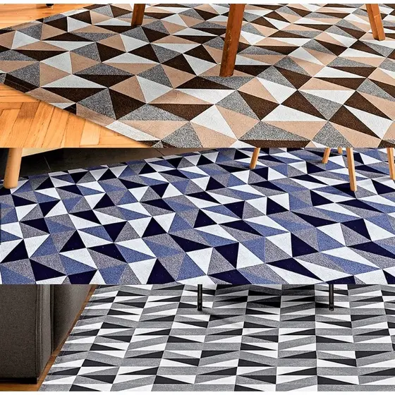 Tapete Jacquard 3,00 m x 2,00 m Antiderrapante Geométrico Sala Escritório Quarto