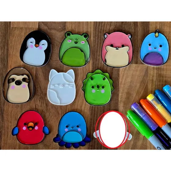 Kit de Pintura com 9 Squishmallows Brancos em 3D para Colorir – Pronta Entrega