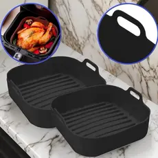 Kit 2 Forma de Silicone Air Fryer Grande 20CM Assadeira Fritadeira Quadrada Cozinha