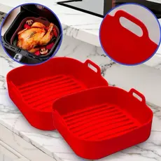 Kit 2 Forma de Silicone Air Fryer Grande 20CM Assadeira Fritadeira Quadrada