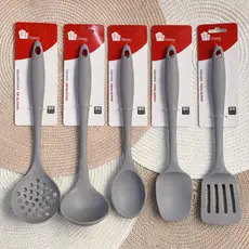 Kit Utensílios de Silicone Para Cozinha Cinza 4 ou 5 Peças