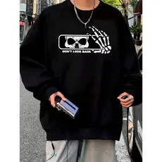 Moletom Gola Redonda Careca Selfie Da Caveira Casaco Feminino Masculino Flanelado Unissex Inverno Frio Algodão Blusa