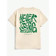 Camiseta Streetwear Casual Masculina Gola Redonda e Manga Curta com Estampa de Slogan, Verão